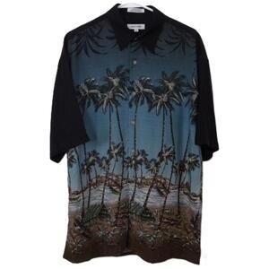 Pierre Cardin Mens Short Sleeve Hawaiian Shirt Camp Rayon Palm Trees Size M NWOT